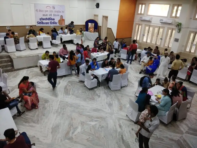 The hall during a homeopathy camp in Naveen Shahdara